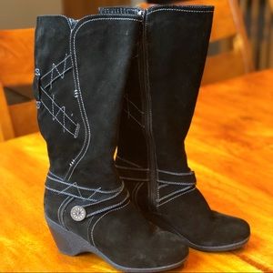 Blonde Leana Tall Black Suede Wedge Boot 9.5M